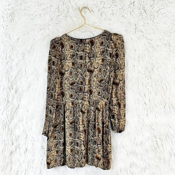ZARA snakeskin python print long sleeve mini dress medium - Picture 4 of 5